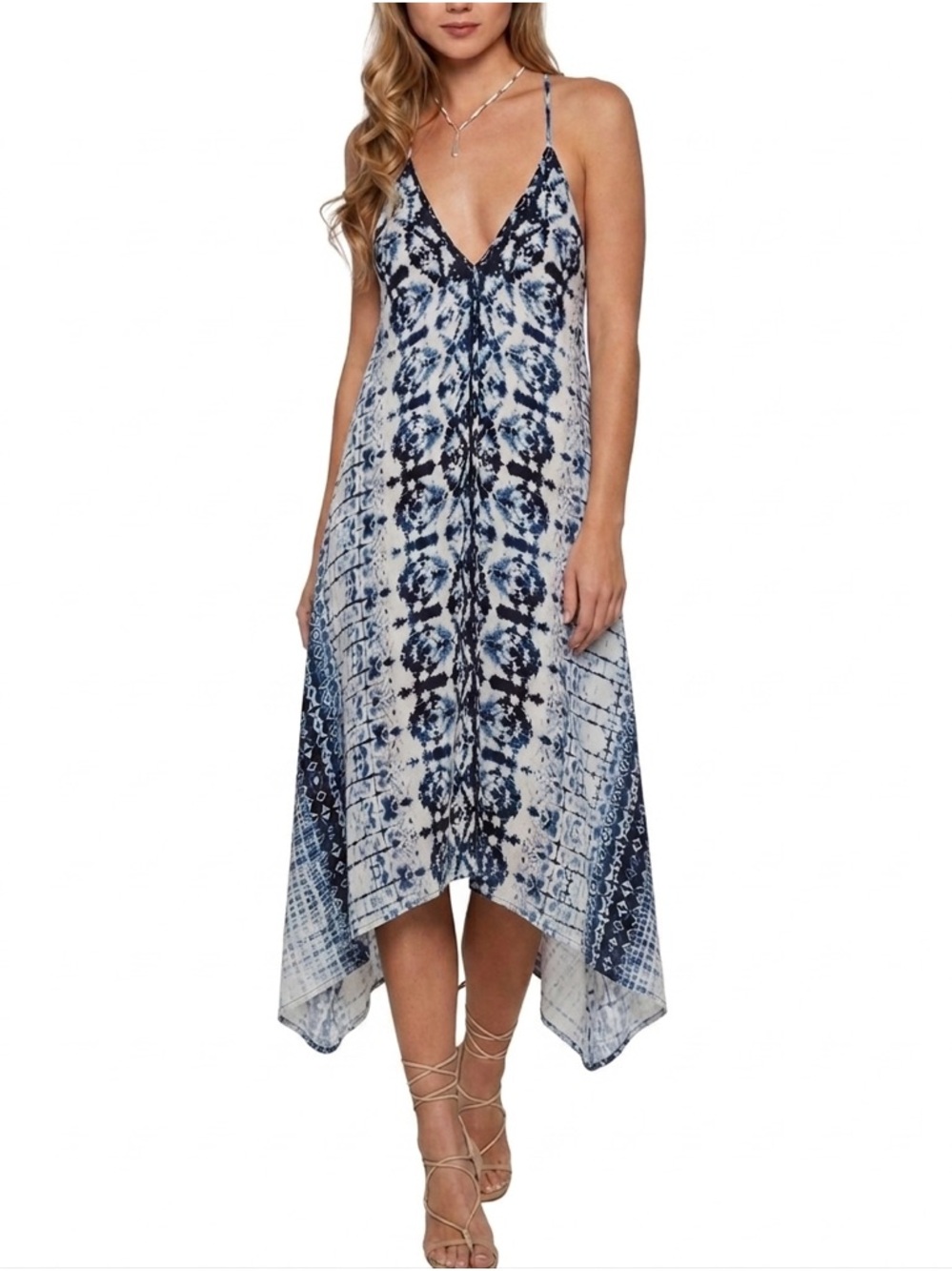 WET Swimwear Greek Tile Tie-dye Coverup Women’s Dress Blue/White Size XS/ Small